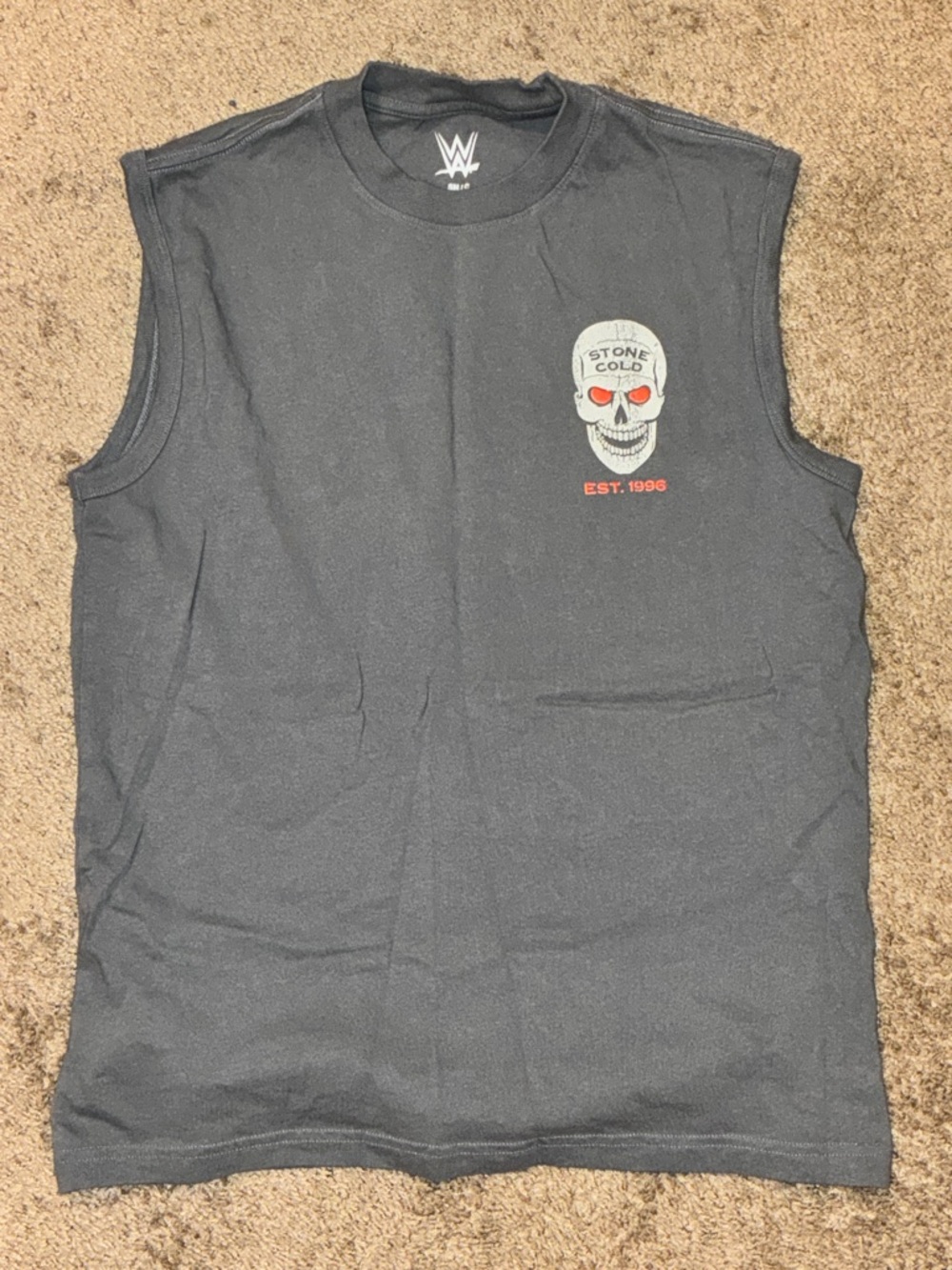 WWE Stone Cold Skull Graphic Tank Top - Black with Red Accents